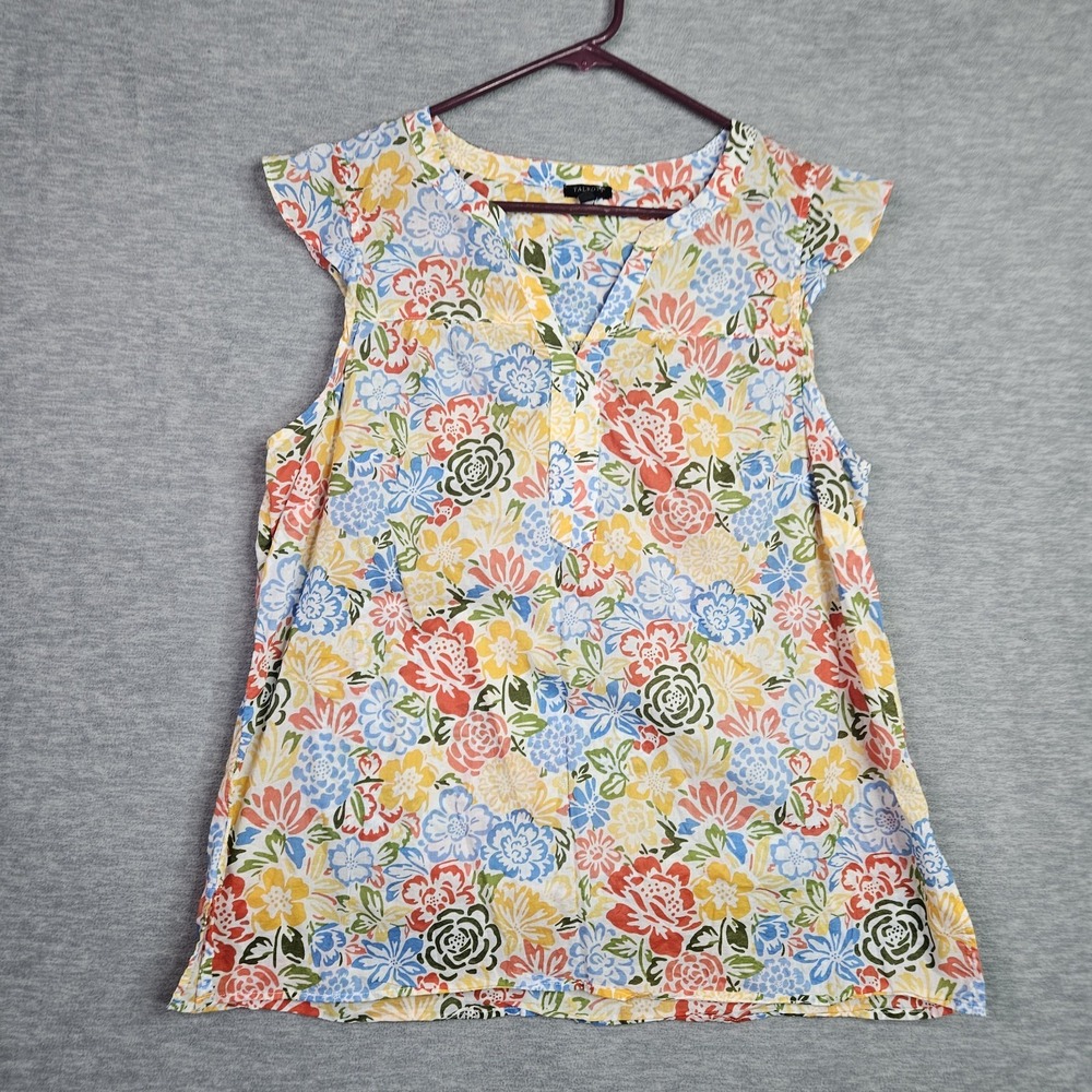 Talbots Plus Size 1X Women's Blossom Garden V-neck Sleeveless Shirt